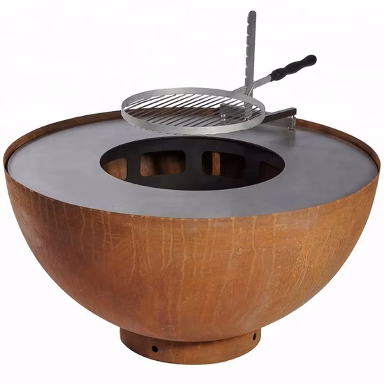 Corten Steel Fire Bowl BBQ with Grill Ring
