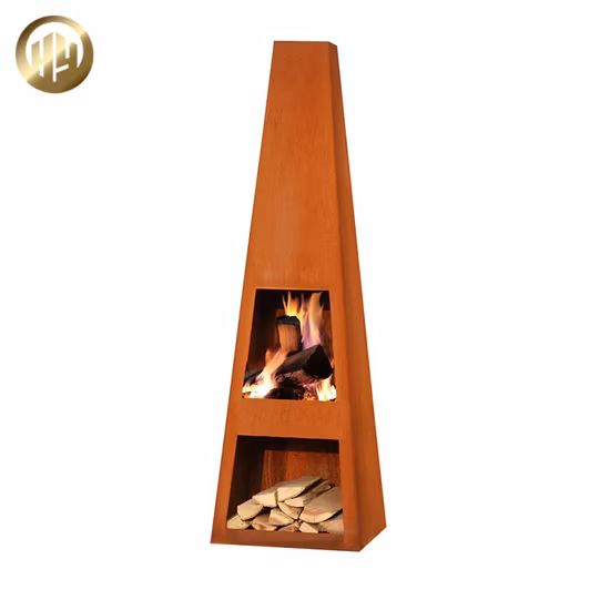 Brasero moderne distinctif de foyer de chauffage en métal simple en acier Corten